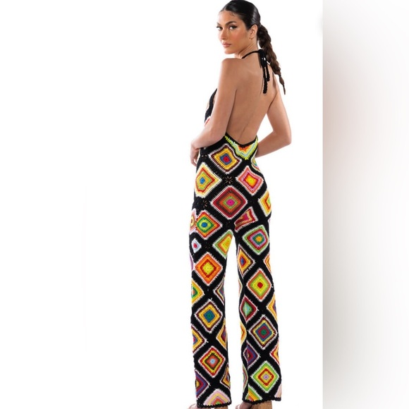 NWT Multicolor Crochet halter Jumpsuit - Picture 4 of 7